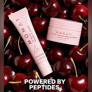 New Monat Lip Love Kit Cherry Lip Balm & Mask w/Spatula w/ Rejuveniqe S